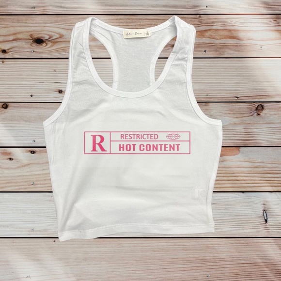 Restricted for hot content funny crop tank top - Picture 1 of 1